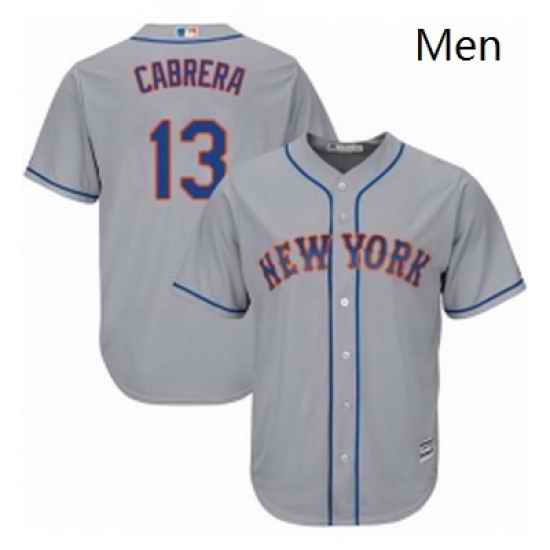 Mens Majestic New York Mets 13 Asdrubal Cabrera Replica Grey Road Cool Base MLB Jersey